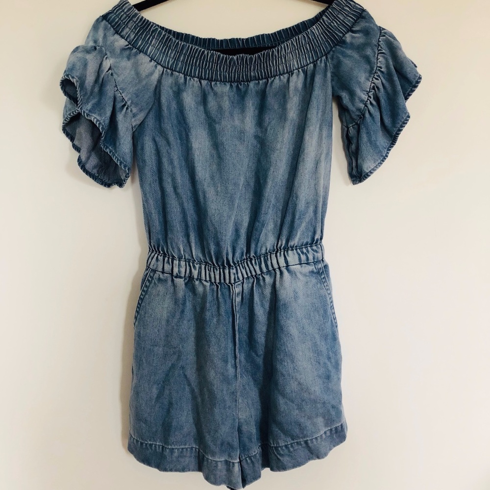 All Saints Off the Shoulder Denim Romper 🌷